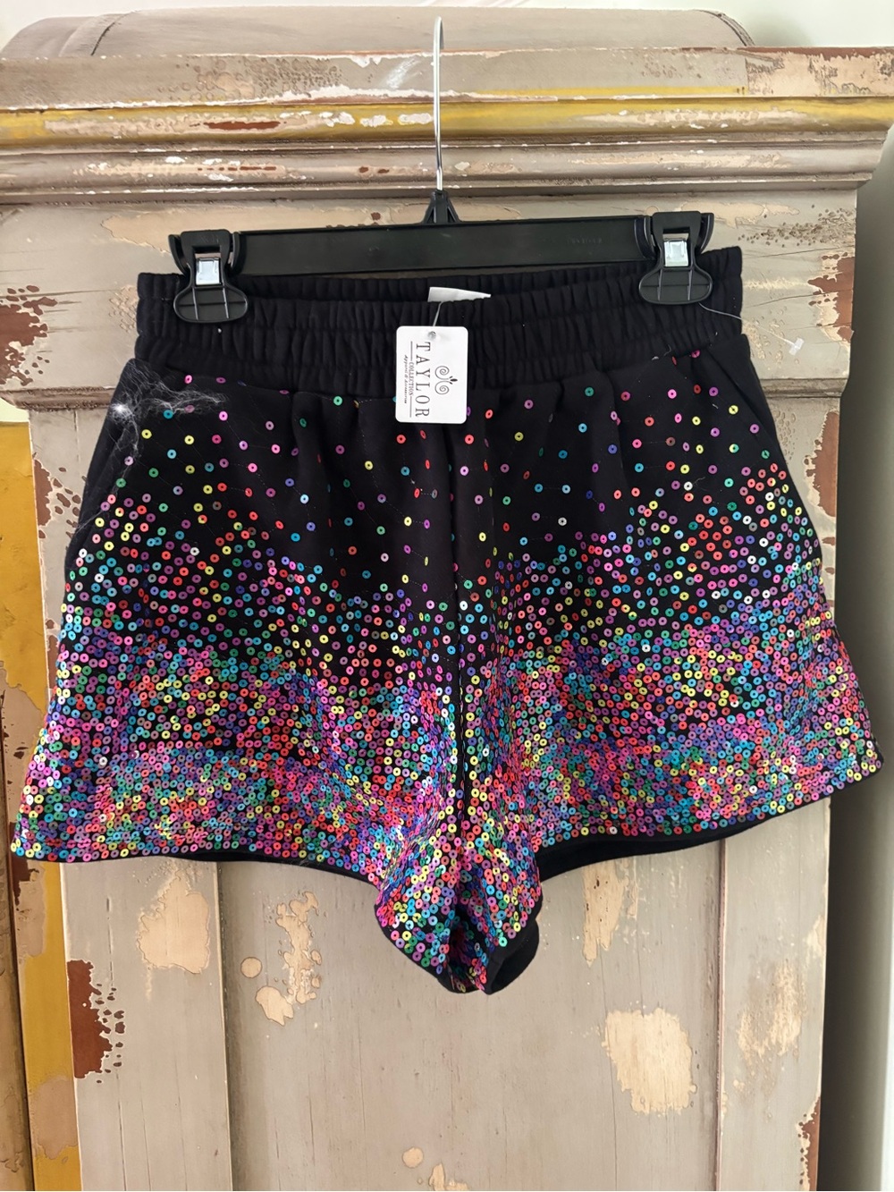 Shorts with Multi-Color Sequin Ombre with pockets
